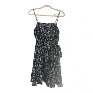 Altar’d State Navy Blue Floral Wrap Waist Mini Dress // Size Medium